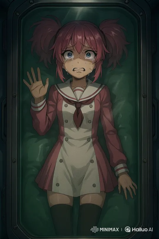 Young Girl with Pink Hair Terrified in Submerged Pod – AI Generated Video | Hailuo AI