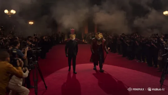 Lion Humanoids Command Attention on Grand Carpet – AI Generated Video | Hailuo AI