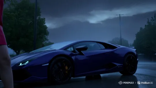 Woman in Red Miniskirt Sets Lamborghini on Fire – AI Generated Video | Hailuo AI