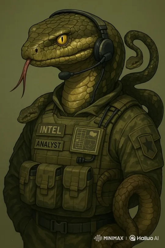Anthropomorphic Snake Intel Analyst at Work – AI Generated Video | Hailuo AI