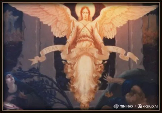 Radiant Angel Comforts Awe-Struck and Fearful Figures – AI Generated Video | Hailuo AI