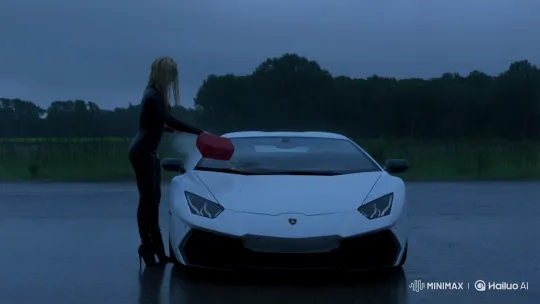 Blonde Woman Ignites Lamborghini in Dramatic Explosion Short – AI Generated Video | Hailuo AI