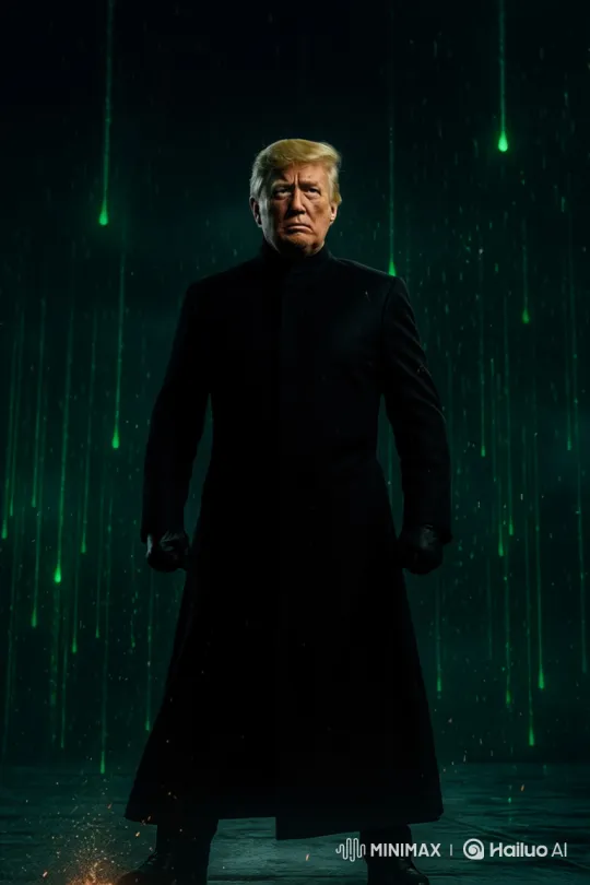 Donald Trump in Digital World with Majestic Eagle – AI Generated Video | Hailuo AI