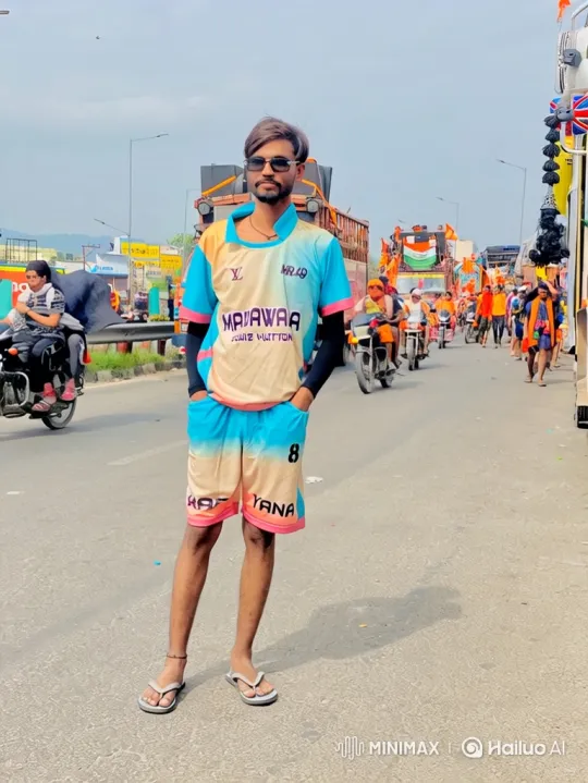 Young Couple Shares Intimate Moment Amidst Bustling Roadside Procession – AI Generated Video | Hailuo AI