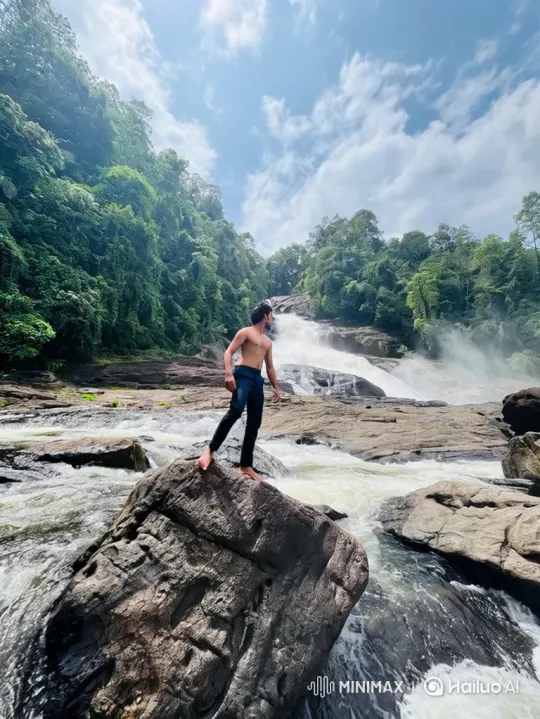 Man on Rock Amidst River to Earth from Space – AI Generated Video | Hailuo AI