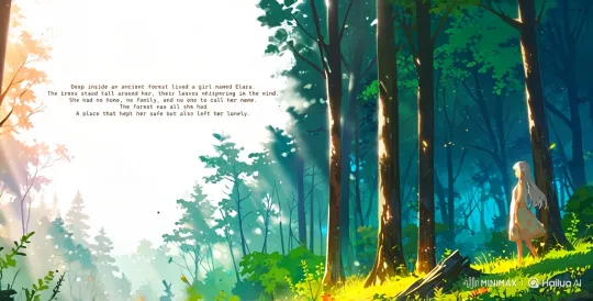 Girl in Sunlit Forest, Hair and Dress Dance in Wind – AI Generated Video | Hailuo AI