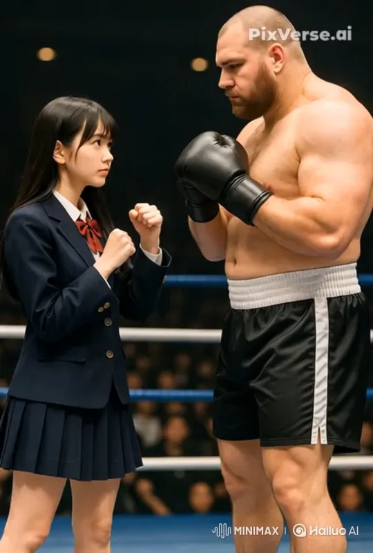 Woman Defeats Boxer with Flying Kick in Dramatic Match – AI Generated Video | Hailuo AI