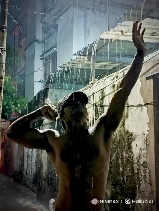 Man Embraces Rain in Alley, City to Earth from Space – AI Generated Video | Hailuo AI