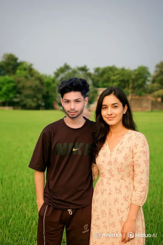 Young Couple Shares Tender Moment in Golden Hour Park – AI Generated Video | Hailuo AI