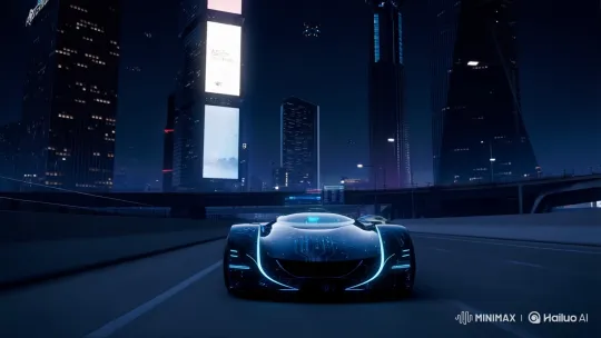 Futuristic AI Hypercar Transforms in Neon-Lit City Chase – AI Generated Video | Hailuo AI