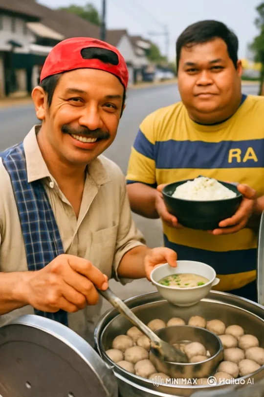 Street Vendor and Customer Engage in Comedic Food Fight – AI Generated Video | Hailuo AI