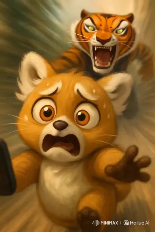 Kung Fu Panda's Advice on Running from a Tiger – AI Generated Video | Hailuo AI