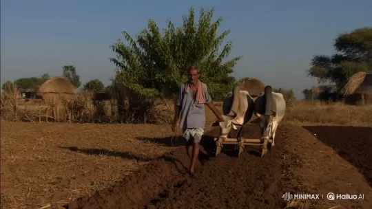 Ramu, a Determined Farmer, Plows His Arid Land – AI Generated Video | Hailuo AI