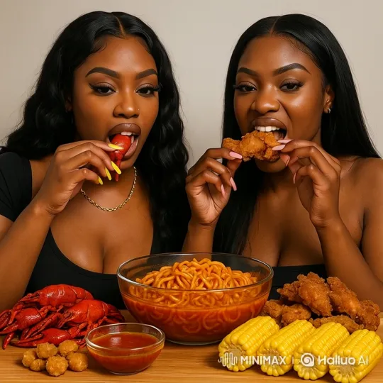 Two Friends Enjoying a Bountiful Southern Meal – AI Generated Video | Hailuo AI