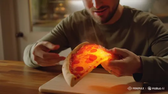 Realistic 'Lava' Cheese Pull from Pepperoni Pizza Bite – AI Generated Video | Hailuo AI