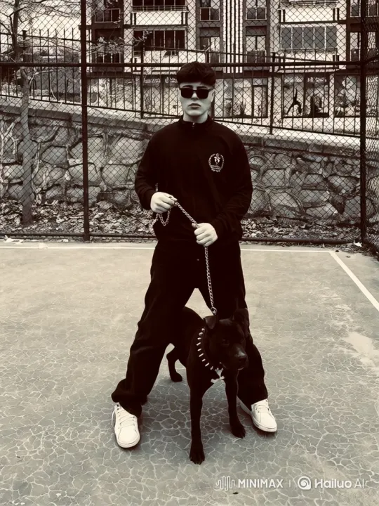 Young Man and Dog Detained by Police on Outdoor Court – AI Generated Video | Hailuo AI