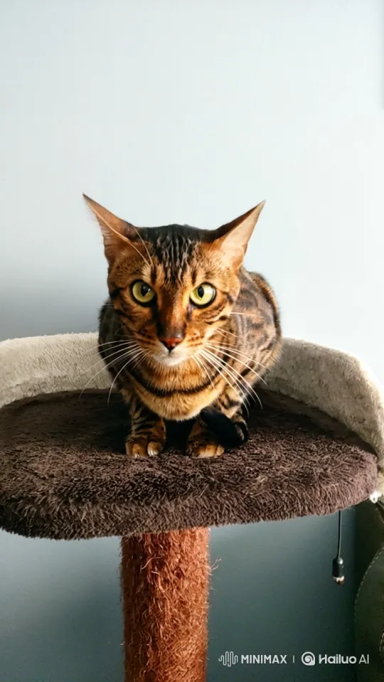 Bengal Cat Climbs Train, Interacts with Pantograph – AI Generated Video | Hailuo AI
