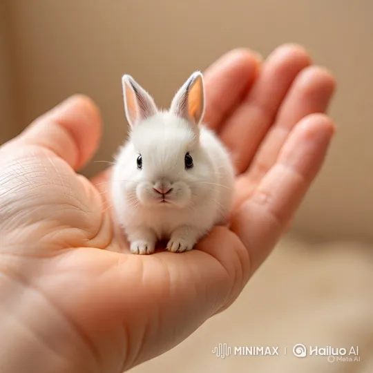 Tiny White Baby Rabbit in a Person's Hand – AI Generated Video | Hailuo AI