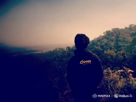 Contemplative Person Observes Scenic Valley at Twilight – AI Generated Video | Hailuo AI
