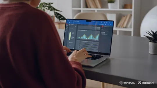Creative Video Editing with AI Tools on Modern Desk – AI Generated Video | Hailuo AI