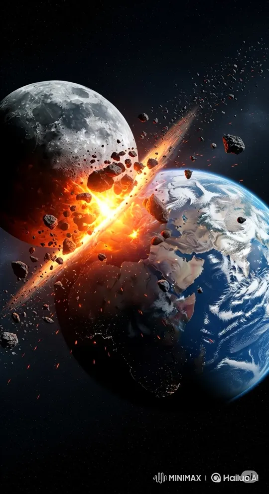 Apocalyptic Moon Impact Destroys Earth's Surface – AI Generated Video | Hailuo AI
