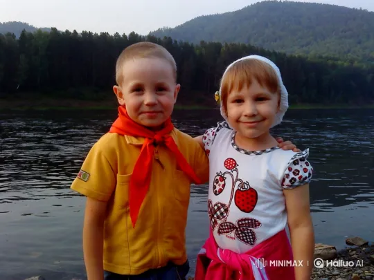 Brother and Sister Embrace by Serene River – AI Generated Video | Hailuo AI