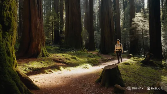 Lone Hiker Traverses Serene Japanese Forest – AI Generated Video | Hailuo AI