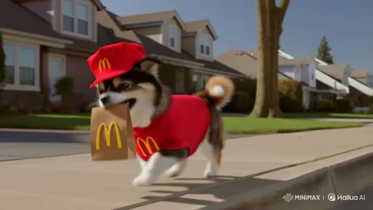 Adorable Pet in McDonald's Uniform Delivers Joy – AI Generated Video | Hailuo AI