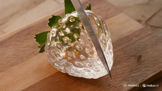 Glass Strawberry: A Macro Cut and Internal Beauty – AI Generated Video | Hailuo AI
