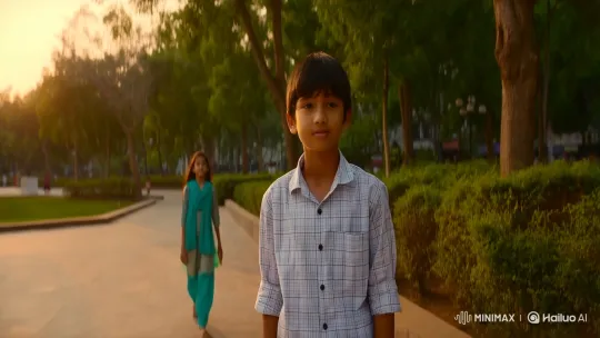 Boy and Girl Share a Serene Moment in an Urban Park – AI Generated Video | Hailuo AI