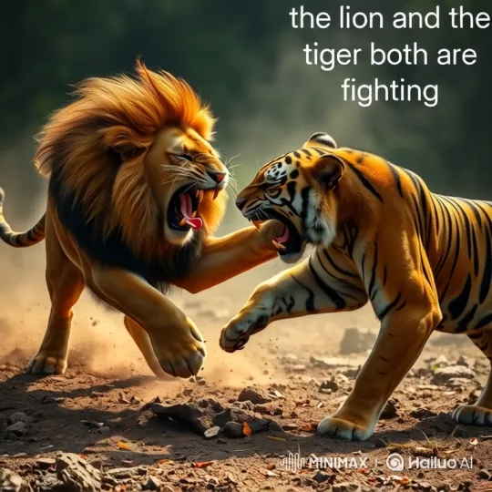 Lion vs. Tiger: A Dramatic and Fatal Confrontation – AI Generated Video | Hailuo AI