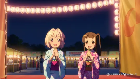 Anime Girls Sing at Vibrant Summer Festival – AI Generated Video | Hailuo AI
