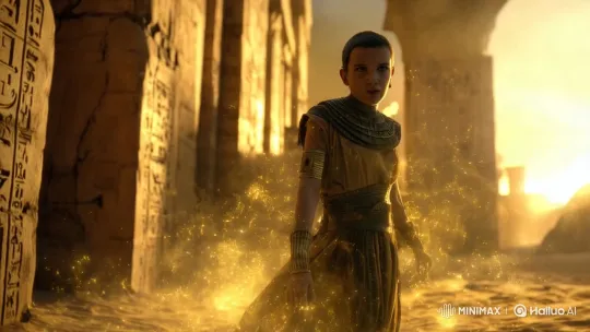 Ancient Temple: Golden-Hued Enigma of Mystical Egypt – AI Generated Video | Hailuo AI