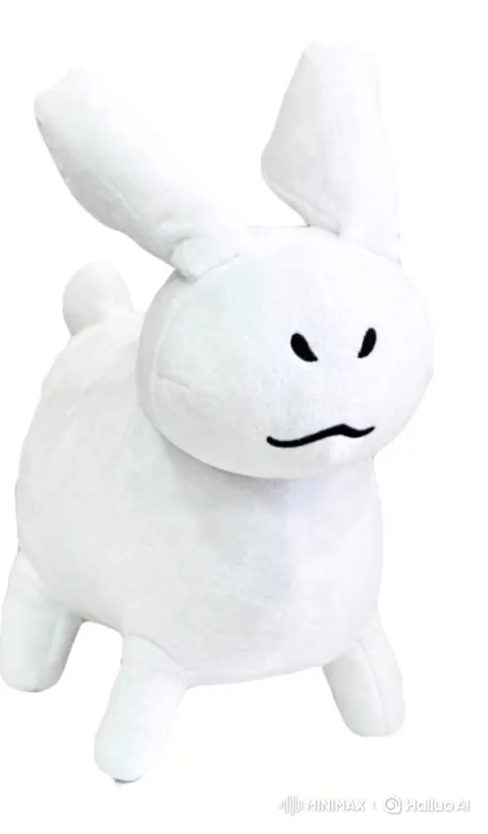 Grumpy Plush Rabbit 'Eats' Carrots in White Background – AI Generated Video | Hailuo AI