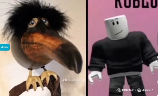 Bird Sculpture Battles Roblox Avatar in Cosmic Showdown – AI Generated Video | Hailuo AI