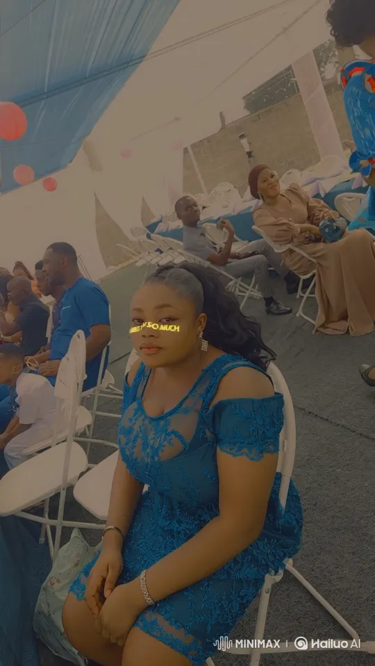Young Woman in Teal Lace Dress at Outdoor Gathering – AI Generated Video | Hailuo AI