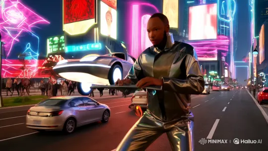 High-Tech Futuristic Cityscape with Determined Pilot – AI Generated Video | Hailuo AI