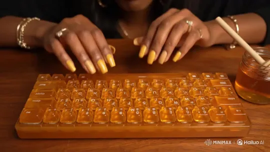 ASMR Typing with Black Girl on Honey Keyboard – AI Generated Video | Hailuo AI