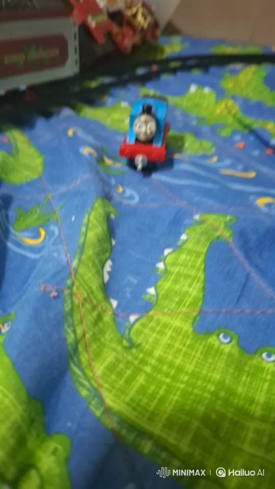 Thomas the Tank Engine's Playful Journey Across Alligator Blanket – AI Generated Video | Hailuo AI