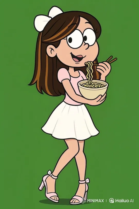 Cartoon Girl Delights in Eating Noodles – AI Generated Video | Hailuo AI