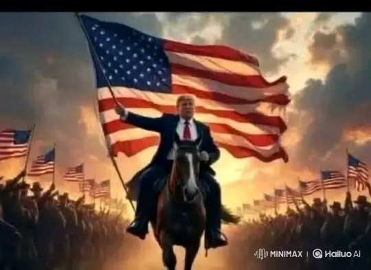 Trump-like Figure Leads Patriotic Parade with Flags and Fireworks – AI Generated Video | Hailuo AI