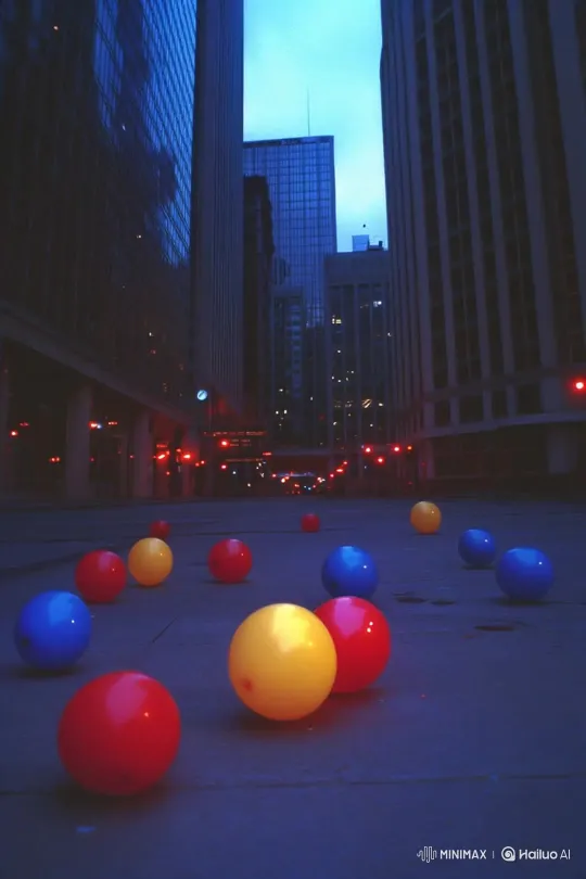 City Scene with Entity and Balloon – AI Generated Video | Hailuo AI
