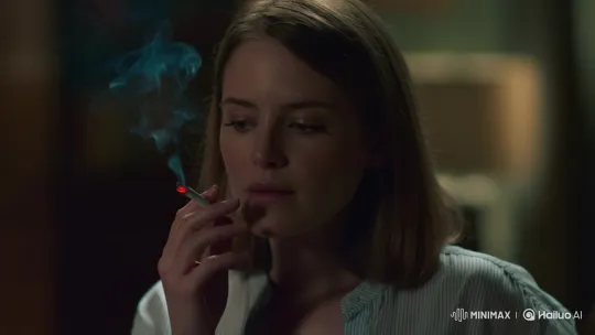 Contemplative Woman Smokes in Dimly Lit Room – AI Generated Video | Hailuo AI