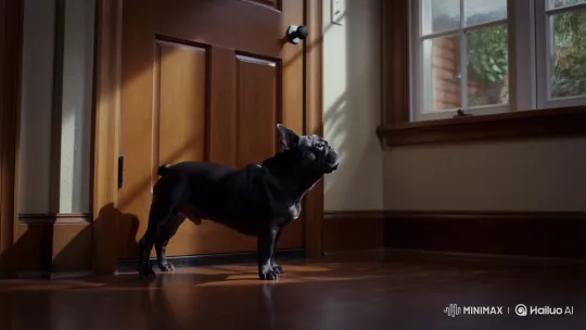 All-Black French Bulldog Awaits Owner's Return – AI Generated Video | Hailuo AI