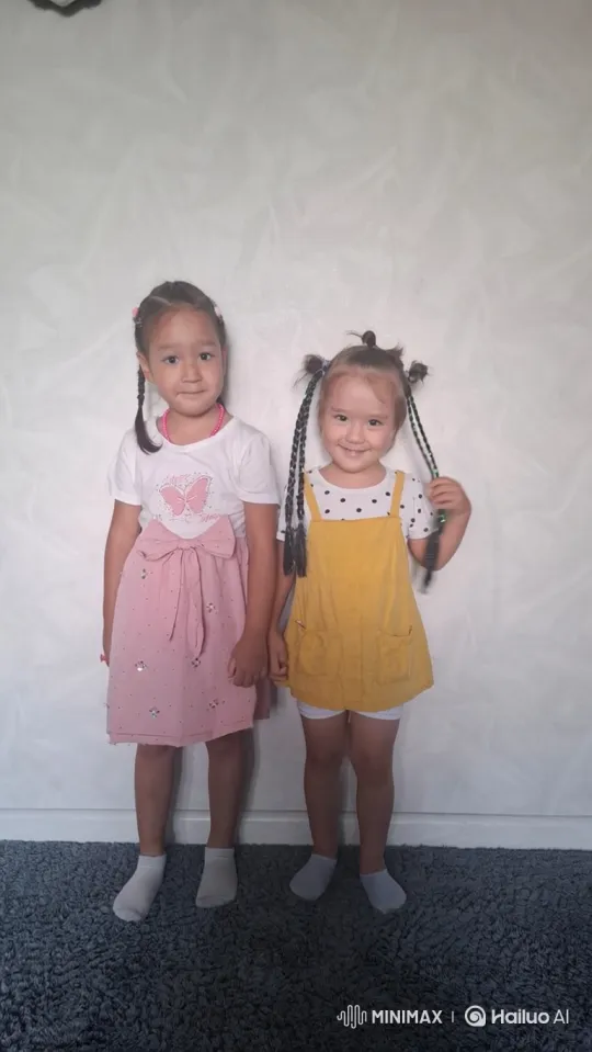 Sisters Share Affectionate Hug on Carpet – AI Generated Video | Hailuo AI