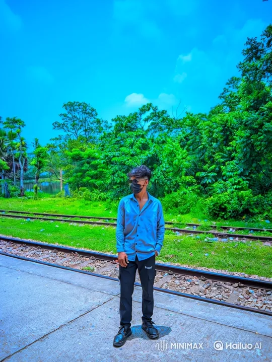 Young Man Contemplates Beside Railway Tracks – AI Generated Video | Hailuo AI