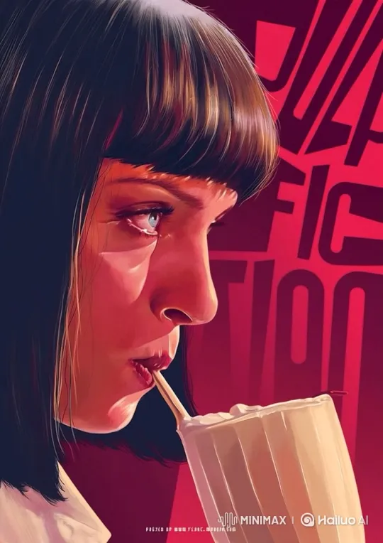 Woman Sips Milkshake in Pulp Fiction-Inspired Artistic Scene – AI Generated Video | Hailuo AI