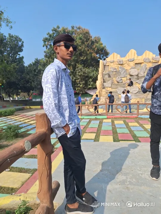 Young Man Poses in Park with Casual Style – AI Generated Video | Hailuo AI