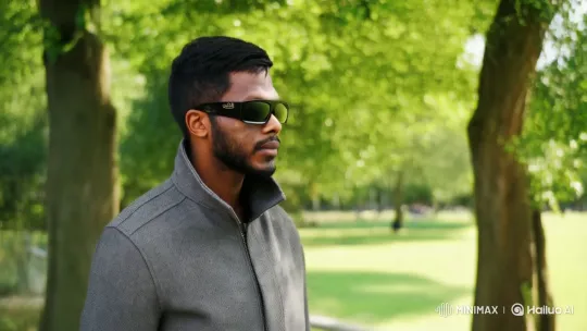 Man Strolls Through Sunlit Park Reflecting on Serenity – AI Generated Video | Hailuo AI