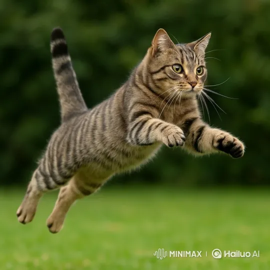 Graceful Cat's Slow-Motion Leap and Perfect Landing – AI Generated Video | Hailuo AI